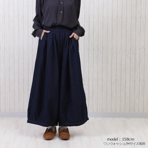 デニム パンツ バルーン ピエロ キュロット ワイド