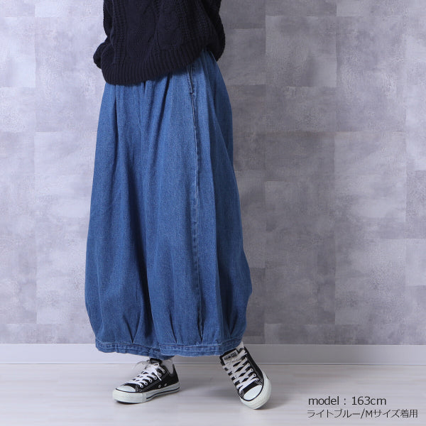 デニム パンツ バルーン ピエロ キュロット ワイド